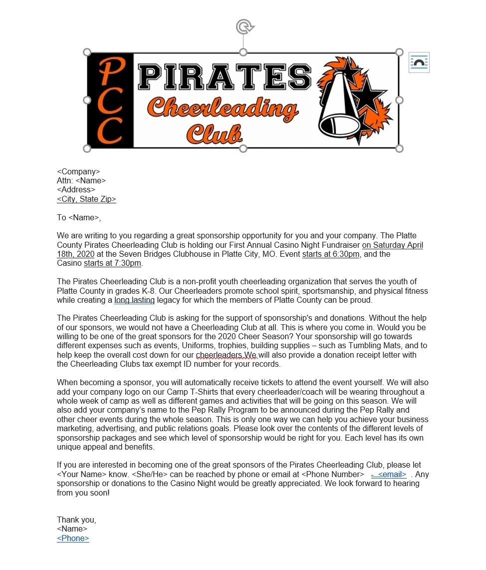 Casino Night Pirates Cheerleading Club